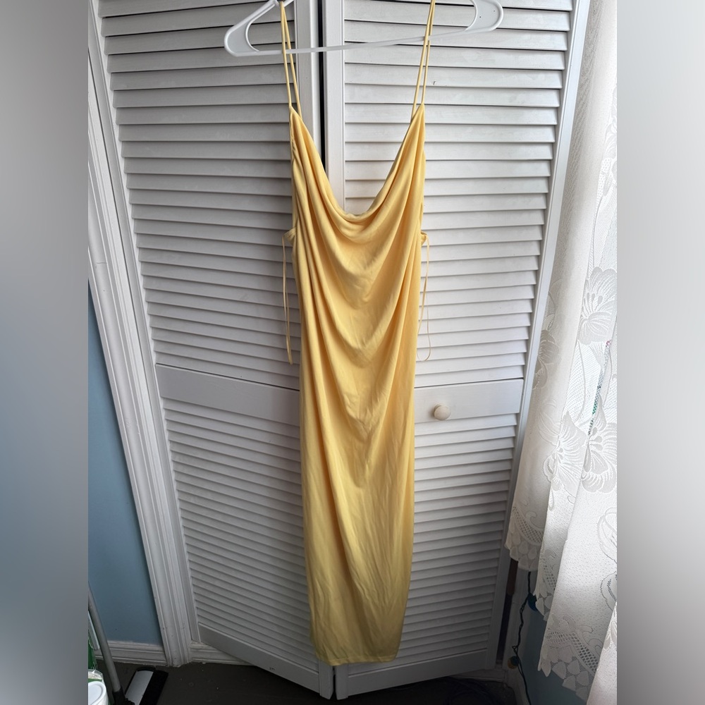 Zara Yellow Draped Maxi Dress